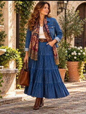 🪶 Rare Rockmount Ranch Wear Deadstock Denim Skirt – Made in USA • Vintage